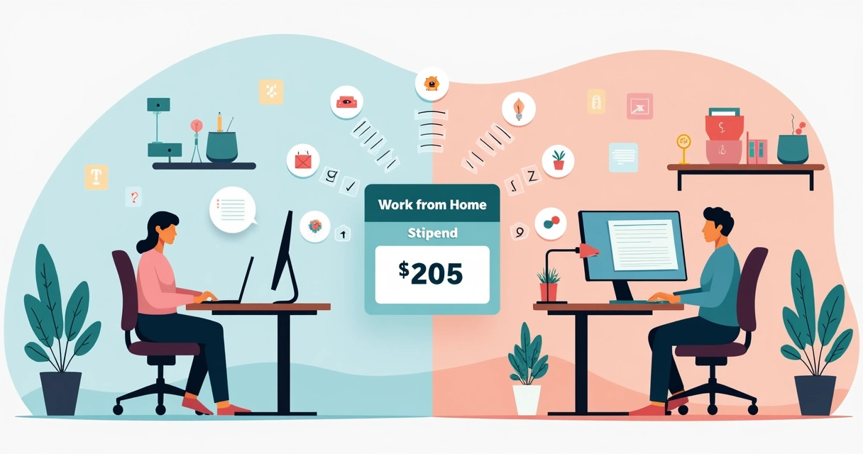 Remote employee choosing how to spend a work from home stipend on home office items